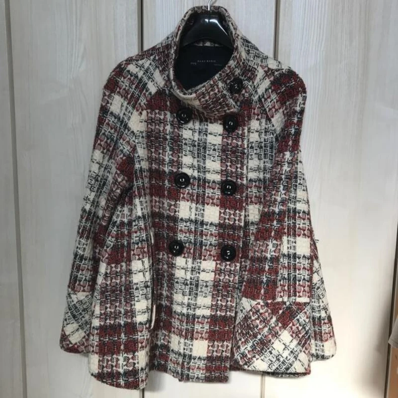 Abrigo cálido a cuadros con cu - Wool Coat Peacoat reseña y precio